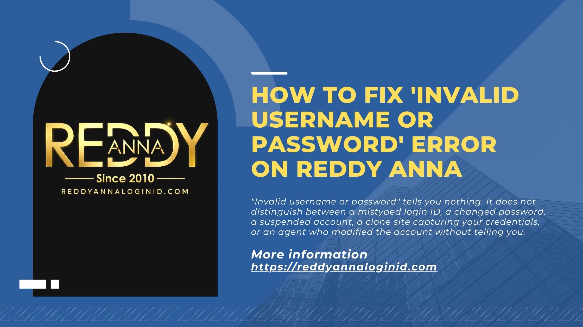 How to Fix Invalid Username or Password Error on Reddy Anna