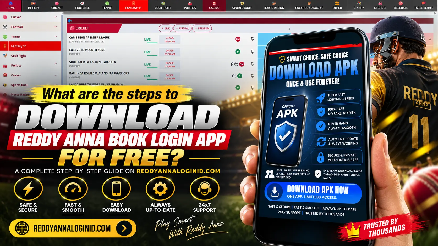 What are the steps to download Reddy Anna Book Login App for free?