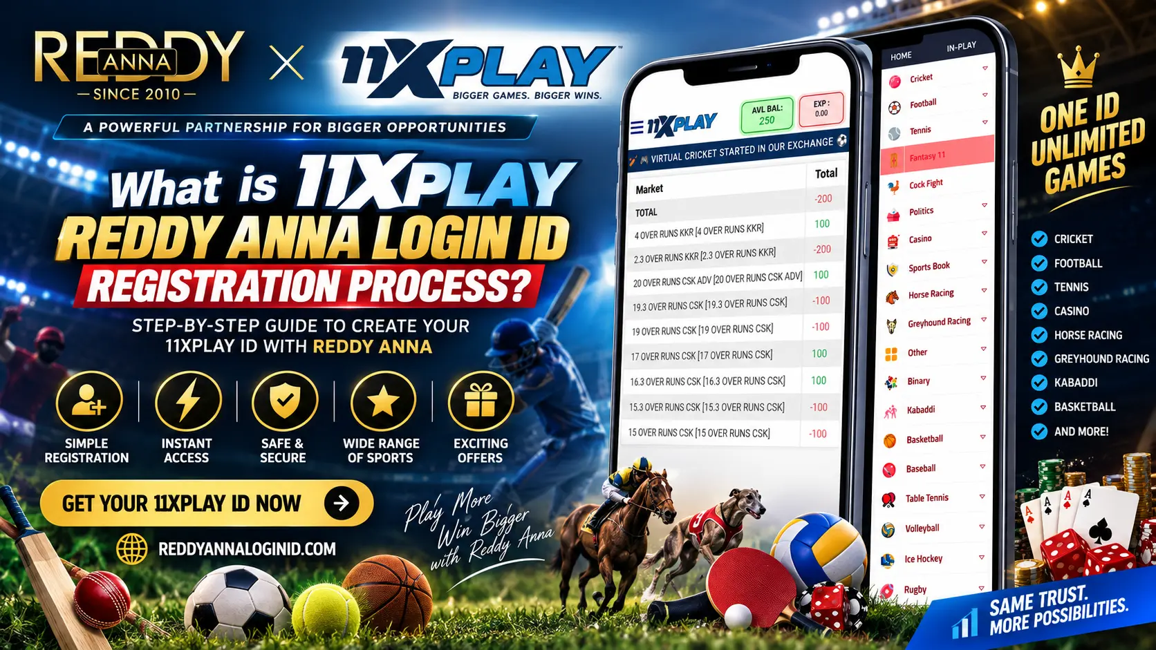 What is 11xplay Reddy Anna Login Id Registration process?